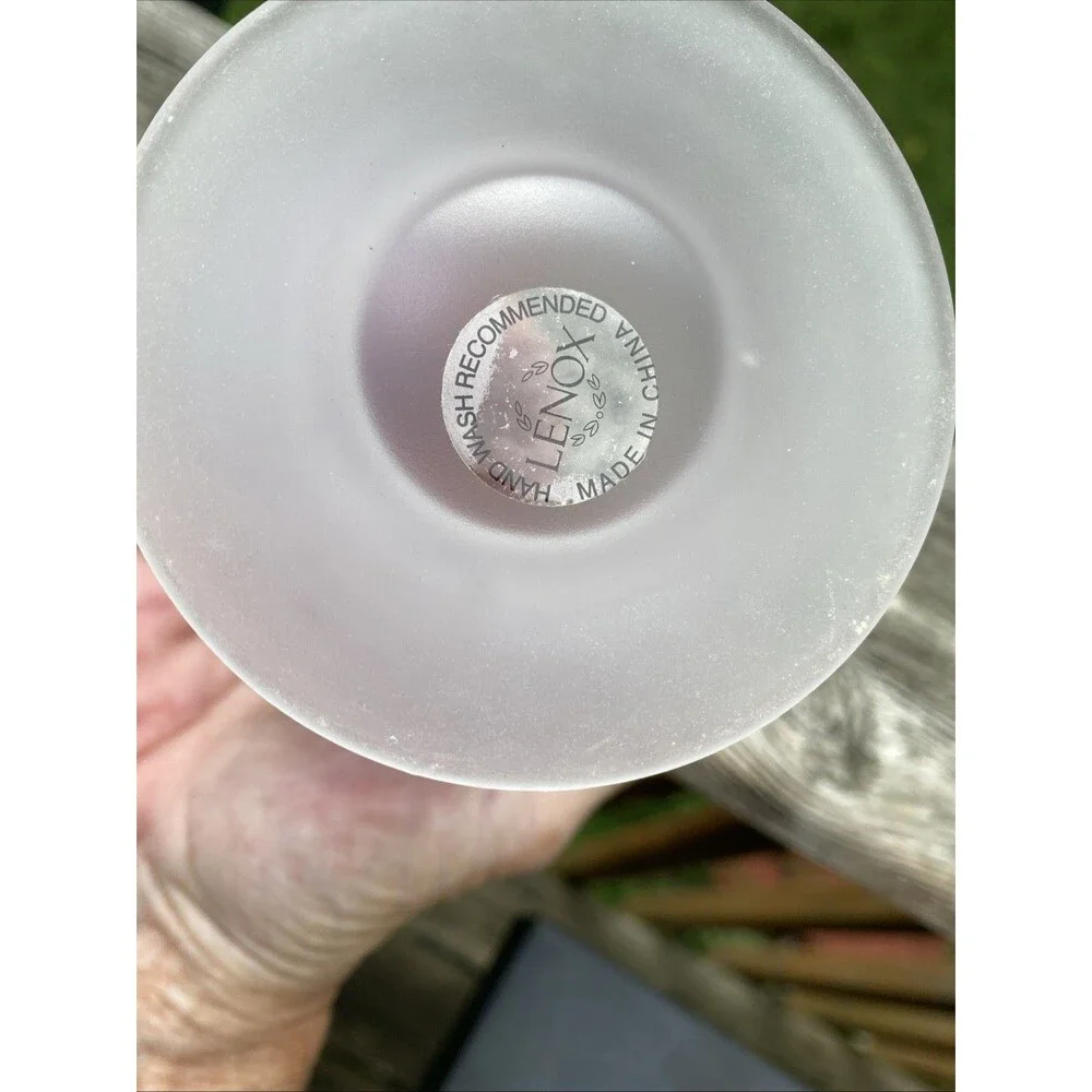 Lenox Etched Frosted Footed Glass Candle Holder  4 inches Height w/votive Candle